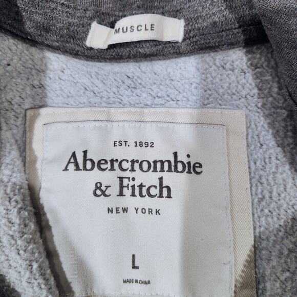 Abercrombie And Fitch Mens Gray Zip Up Muscle Jacket Sweatshirt Size Large - Picture 5 of 11
